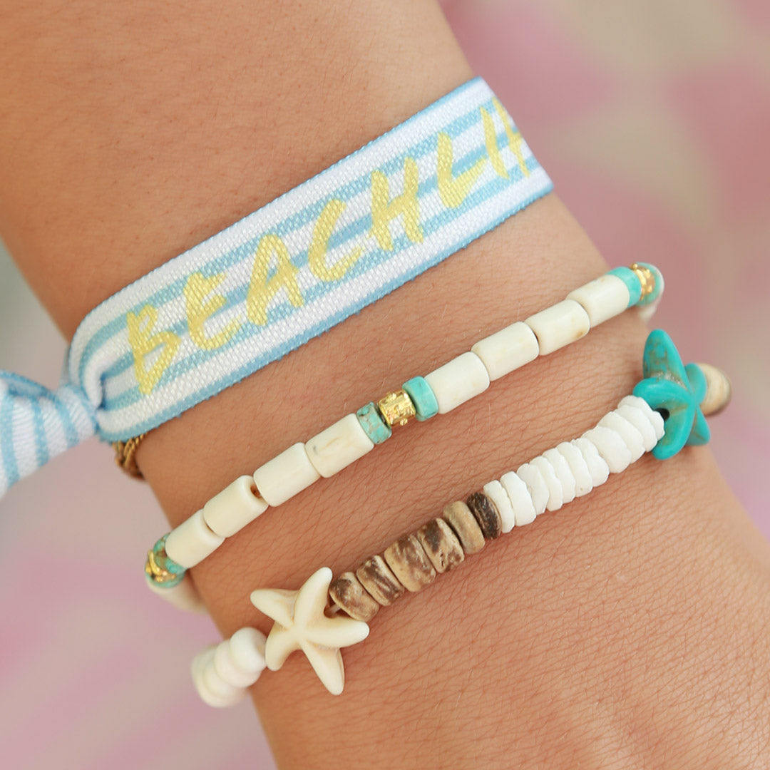 Pulsera coco estrella de mar turquesa