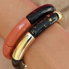 Brazalete penne negro marrón crema
