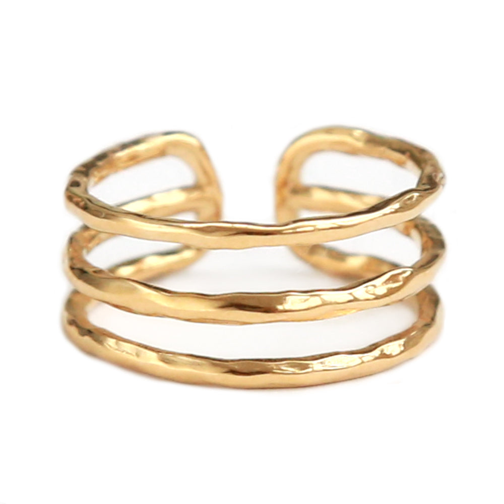 Bague en or lignes martelées