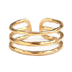 Bague en or lignes martelées