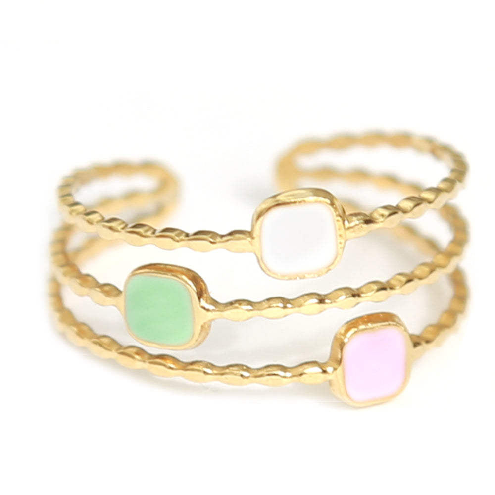 Bague en or couleurs pastel