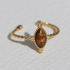 Gold ring twisted Tiger Eye