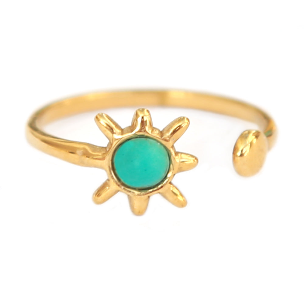 Bague dorée soleil turquoise