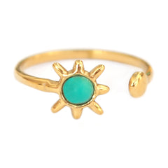 Bague dorée soleil turquoise