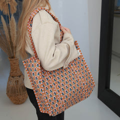 Blockprint shoulder bag Indian brown