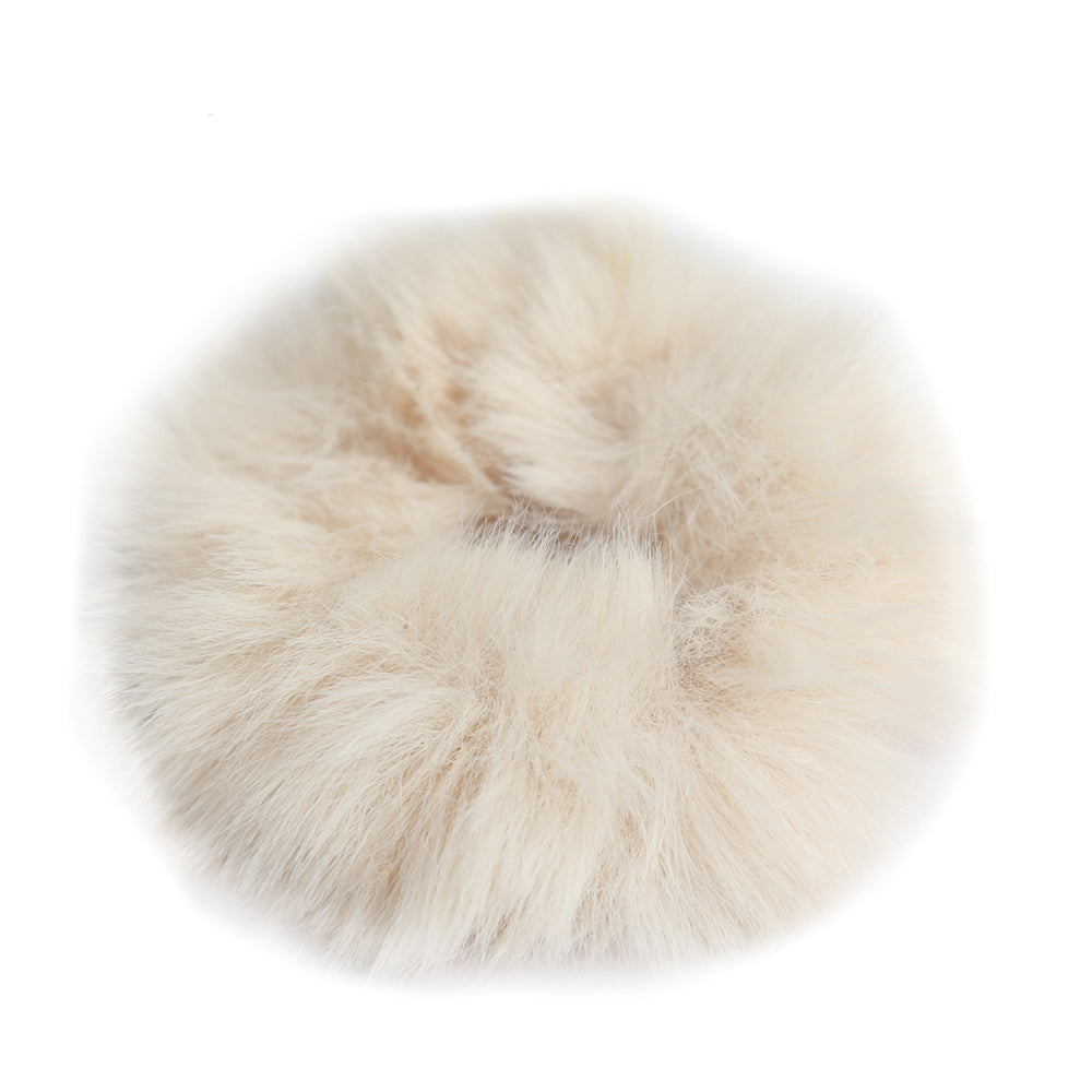 Scrunchie faux fur cream mini