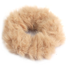 Scrunchie faux fur caramel mini