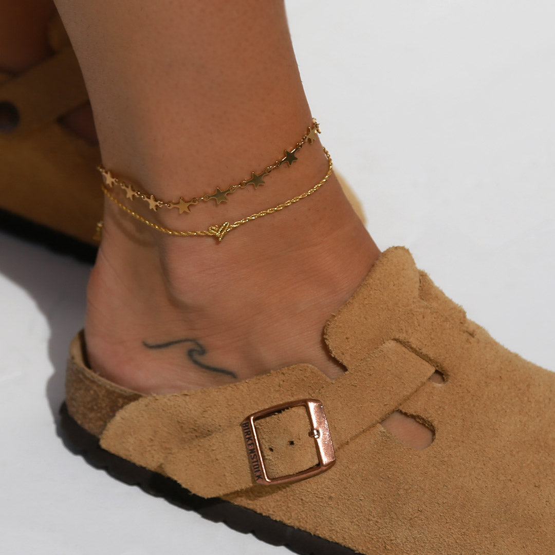 Pulsera de tobillo love Ibiza corazón oro