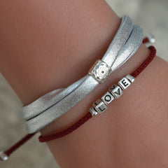 Pulsera del amor plata burdeos