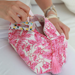 Bolso de baño con estampado de bloques Fez Tropical Pink M