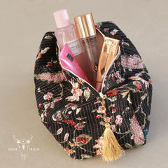 Neceser con estampado de bloques Fez flor negro L