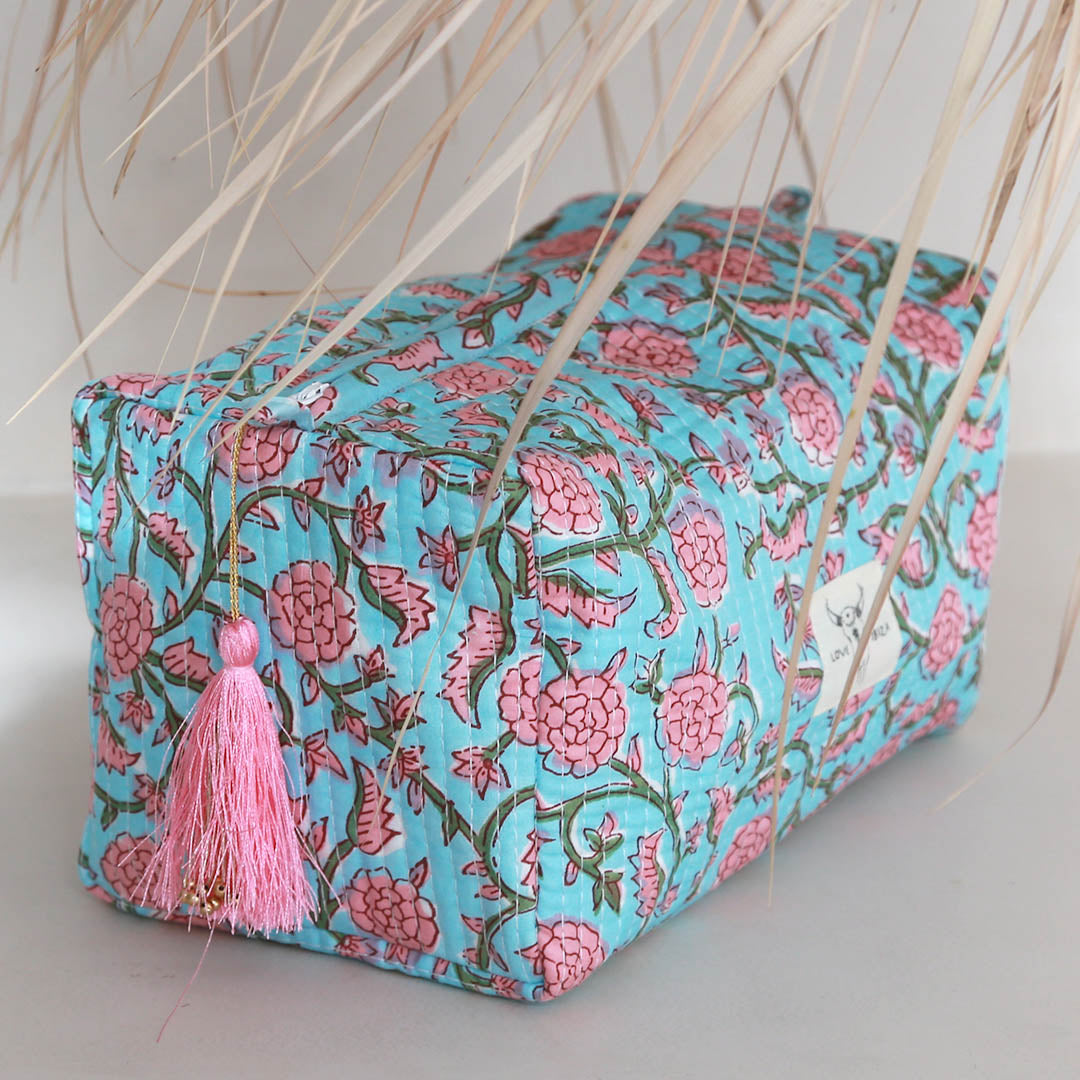 Neceser estampado floral azul