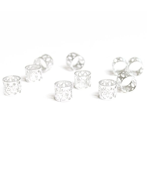 Perles bijoux de cheveux argentées