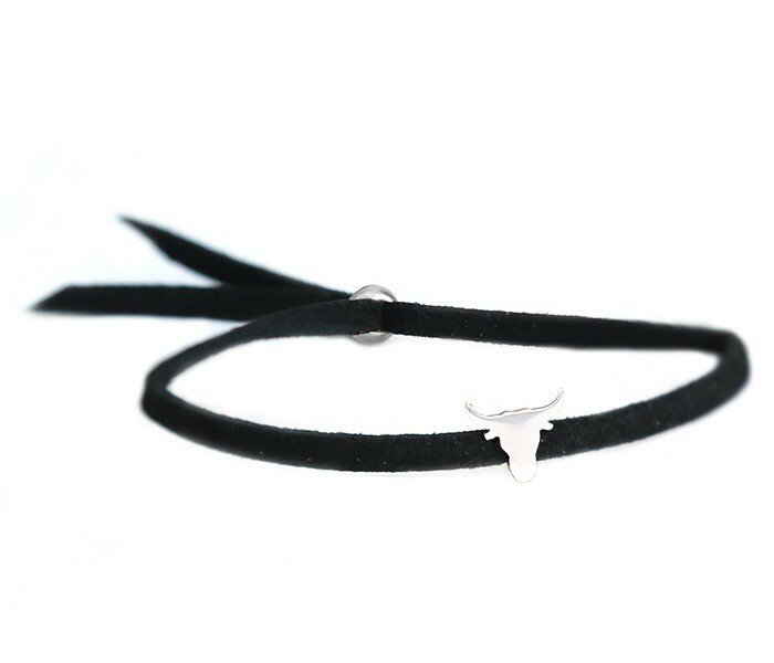 Pulsera de búfalo plata negra