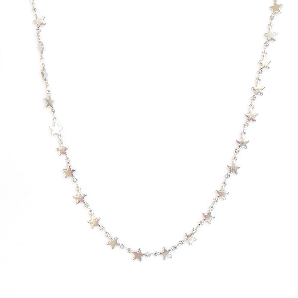 Collar de plata cielo lleno de estrellas