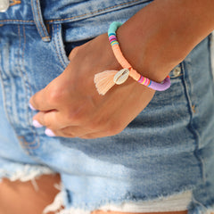 Brazalete de verano concha melocotón