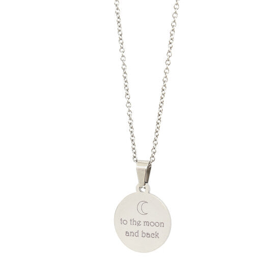 Collar de plata grabado - hasta la luna y de regreso