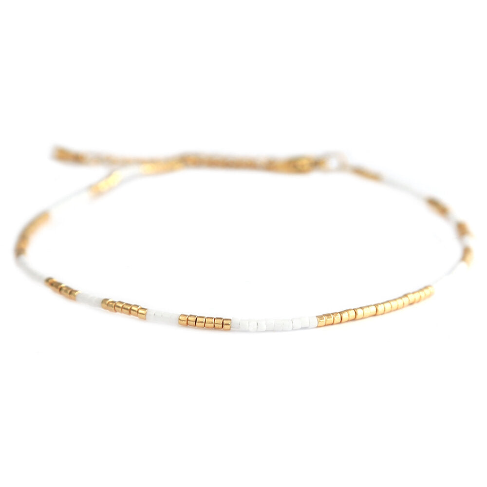 Pulsera de tobillo Miyuki oro blanco