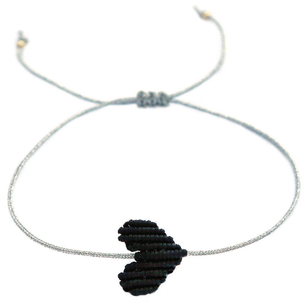 Brazalete corazón negro plata