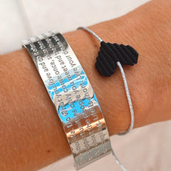 Brazalete corazón negro plata