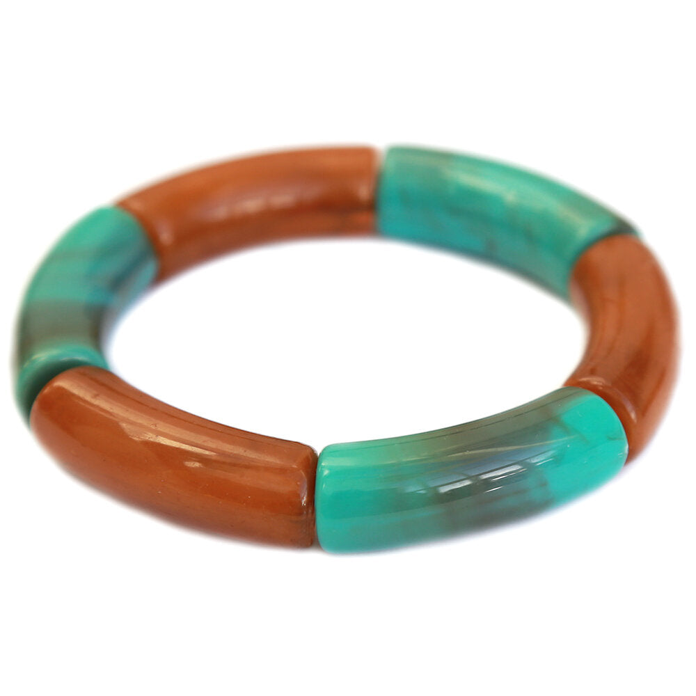 Brazalete pluma marrón turquesa