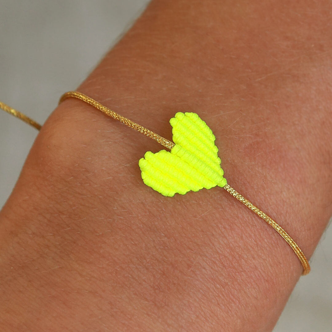 Brazalete corazón amarillo neón