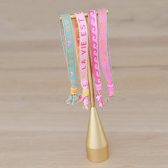 Woven bracelet  pink waves
