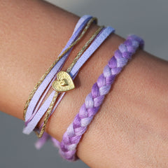 Pulsera envolvente corazón lila