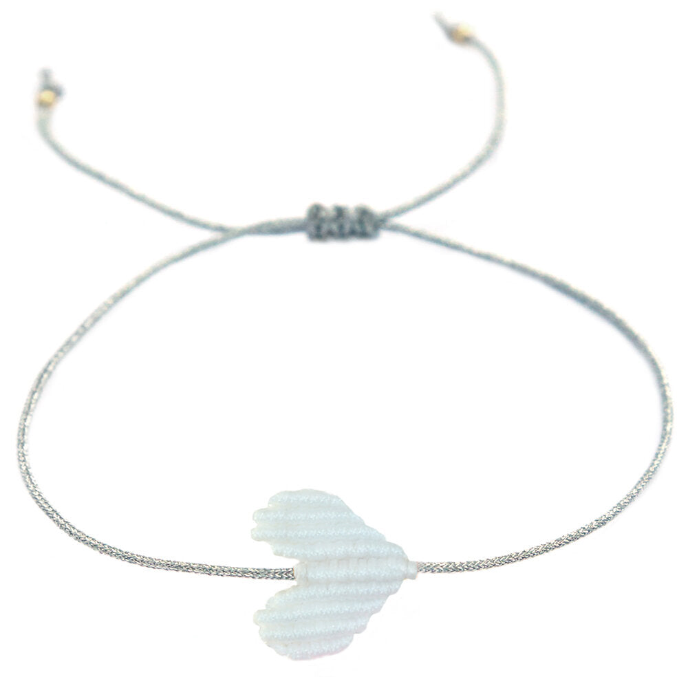 Brazalete corazón blanco plata